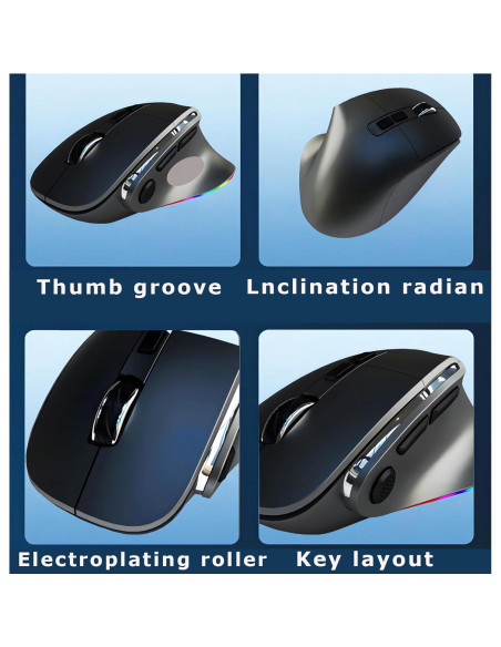 Ratón Inalámbrico Ergonómico Ajustable 3600 DPI USB/Bluetooth