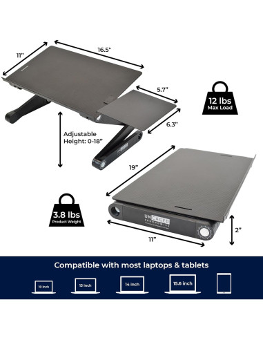 Soporte de Laptop Ajustable WorkEZ Negro - Ergonomía y Refrigeración