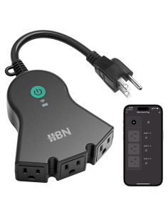 Enchufe Inteligente HBN para Exterior IP44, 3 Enchufes Controlados por Voz