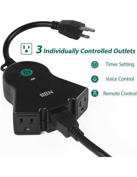 Enchufe Inteligente HBN para Exterior IP44, 3 Enchufes Controlados por Voz