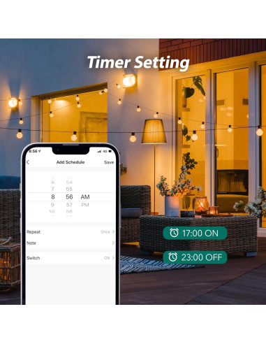 Enchufe Inteligente HBN para Exterior IP44, 3 Enchufes Controlados por Voz