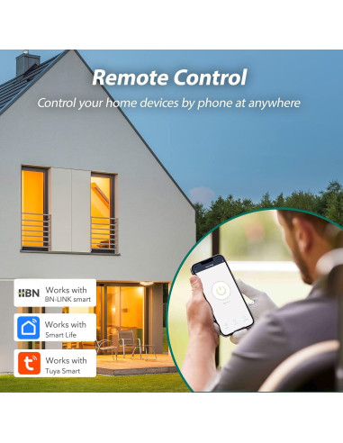 Enchufe Inteligente HBN para Exterior IP44, 3 Enchufes Controlados por Voz