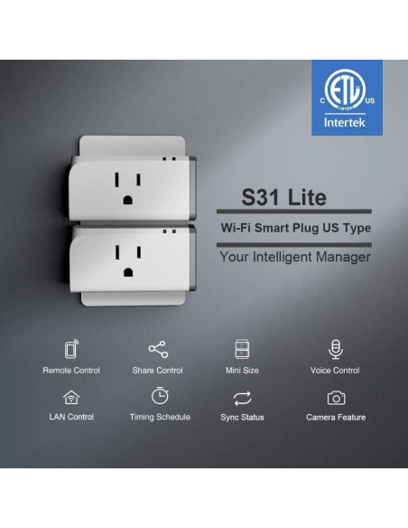 Enchufe Inteligente WiFi SONOFF S31 Lite 15A Control por Voz