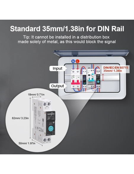 Interruptor Inteligente Wi-Fi 20A Changyou con Monitoreo de Energía