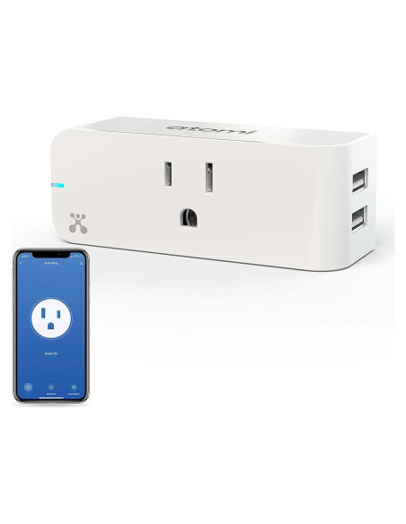 Enchufe Inteligente Atomi WiFi con 2 Puertos USB 2.4A Blanco