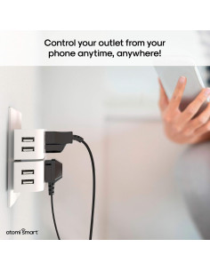 Enchufe Inteligente Atomi WiFi con 2 Puertos USB 2.4A Blanco 2