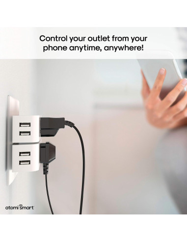 Enchufe Inteligente Atomi WiFi con 2 Puertos USB 2.4A Blanco