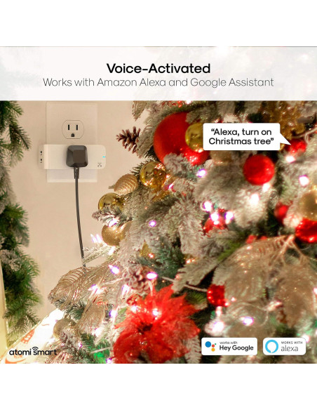 Enchufe Inteligente Atomi WiFi con 2 Puertos USB 2.4A Blanco