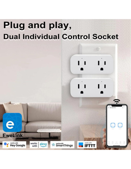 Enchufe Inteligente QIACHIP 16A 2000W 4 Paquetes Control Remoto