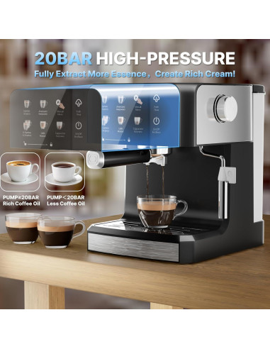 Máquina de Espresso AMZRIGG 8023 20 Bar con Espumador de Leche