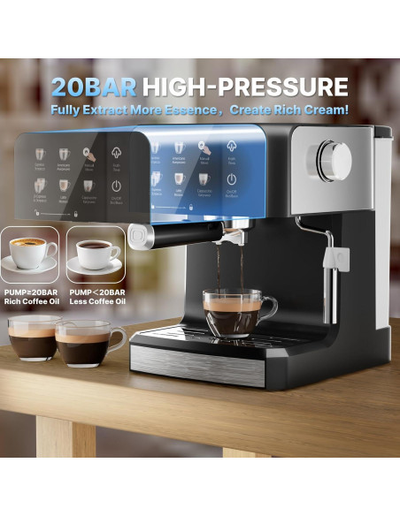 Máquina de Espresso AMZRIGG 8023 20 Bar con Espumador de Leche
