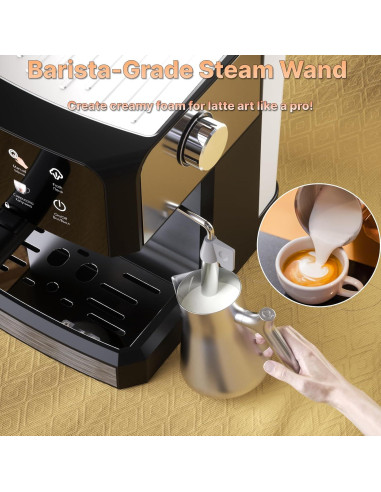 Máquina de Espresso AMZRIGG 8023 20 Bar con Espumador de Leche