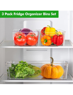 Set de 3 Contenedores Organizadores de Refrigerador Lunhoo 31.5x15.5cm 2