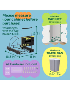 Cesto de Basura Extraíble Spaces Tools 11.4-15.1L Soporte 2