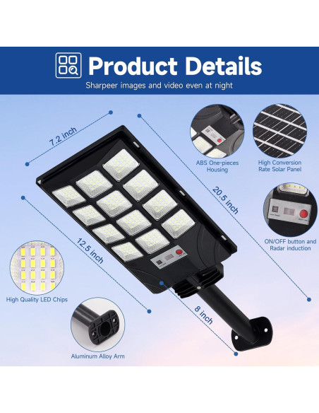 Luces Solares de Calle TFKK 6500K LED 2PCS Impermeables
