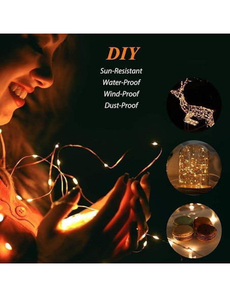 Paquete de 2 luces de cadena LED solares Selarlyt 200 luces