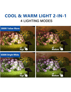 Luces Spot Solares JEJOT IP65 para Jardín Exterior - 4 Paquete, 2CCT 2