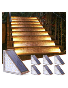Luces de Escalera Solares NIORSUN 6 Pzas Blanco Cálido IP67