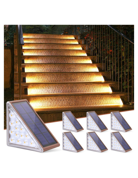 Luces de Escalera Solares NIORSUN 6 Pzas Blanco Cálido IP67