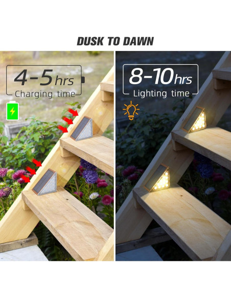 Luces de Escalera Solares NIORSUN 6 Pzas Blanco Cálido IP67