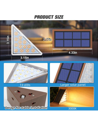 Luces de Escalera Solares NIORSUN 6 Pzas Blanco Cálido IP67