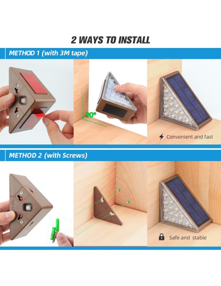 Luces de Escalera Solares NIORSUN 6 Pzas Blanco Cálido IP67
