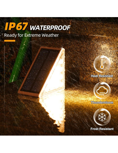 Luces de Escalera Solares NIORSUN 6 Pzas Blanco Cálido IP67