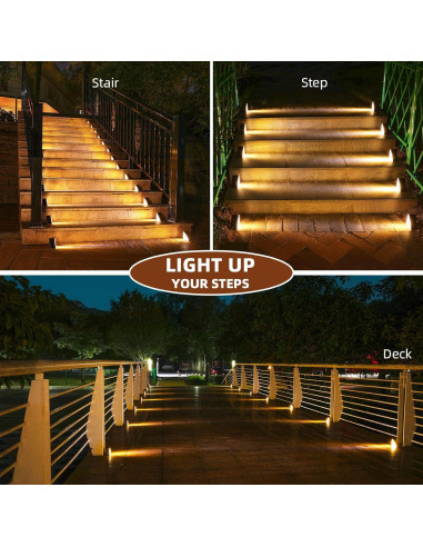 Luces de Escalera Solares NIORSUN 6 Pzas Blanco Cálido IP67