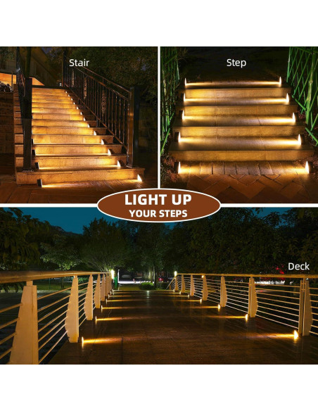 Luces de Escalera Solares NIORSUN 6 Pzas Blanco Cálido IP67