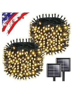 Luces de Cadena Solares 500LED Yuhuayang 54.86m IP65 8 Modos