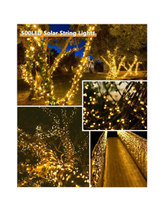 Luces de Cadena Solares 500LED Yuhuayang 54.86m IP65 8 Modos 2