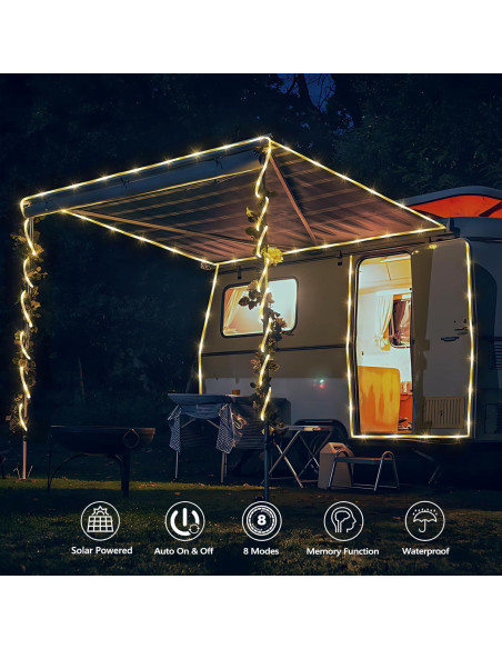 Luces de Cuerda Solares 20m 200LED Jnaurb Blanco Cálido