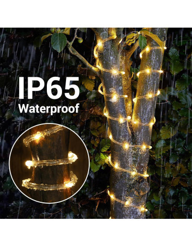 Luces de Cuerda Solares 20m 200LED Jnaurb Blanco Cálido