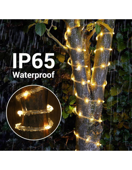 Luces de Cuerda Solares 20m 200LED Jnaurb Blanco Cálido