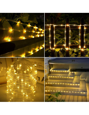 Luces de Cuerda Solares 20m 200LED Jnaurb Blanco Cálido