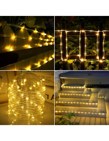 Luces de Cuerda Solares 20m 200LED Jnaurb Blanco Cálido