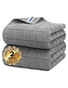 Toallas de Baño Microfibra HOMERHYME 2 Piezas 56x122 cm Gris
