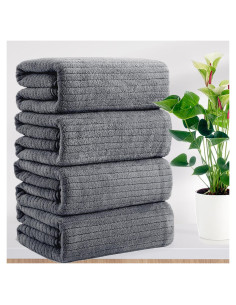 Juego de Toallas de Baño Extra Grande Mistyrose 4 Piezas Gris 89x178cm
