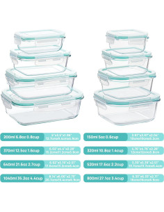 Set de 8 Contenedores de Almacenamiento de Vidrio Vtopmart 2