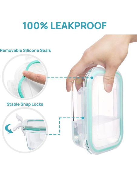 Set de 8 Contenedores de Almacenamiento de Vidrio Vtopmart