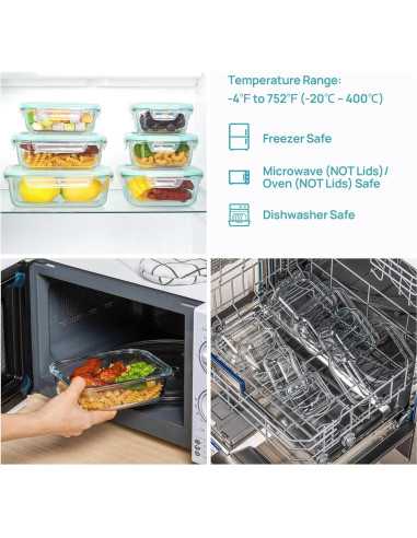 Set de 8 Contenedores de Almacenamiento de Vidrio Vtopmart