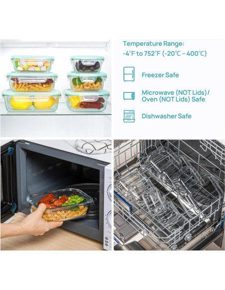 Set de 8 Contenedores de Almacenamiento de Vidrio Vtopmart