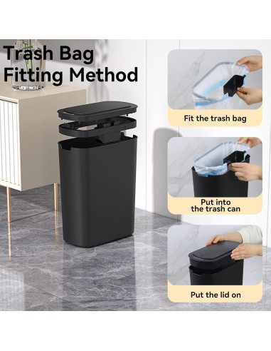 Bote de Basura Automático LJIACLEA 5 Galones Negro con Sensor