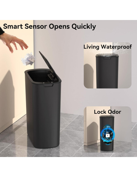 Bote de Basura Automático LJIACLEA 5 Galones Negro con Sensor