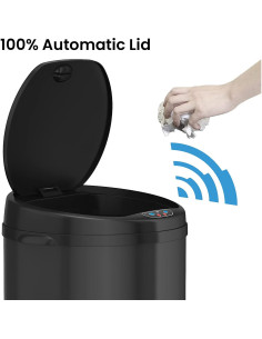 Basurero Automático iTouchless 30L Negro con Sensor y Filtro de Olores 2