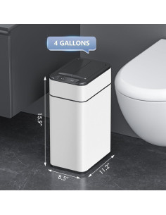 Papelera automática ELPHECO 4 Galones acero inoxidable blanca 2