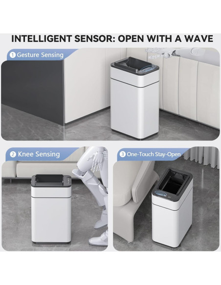 Papelera automática ELPHECO 4 Galones acero inoxidable blanca