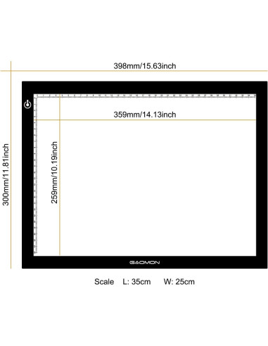 Caja de Luz LED GAOMON GB4 5mm Ultradelgada USB 398x300mm