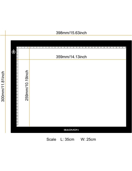 Caja de Luz LED GAOMON GB4 5mm Ultradelgada USB 398x300mm