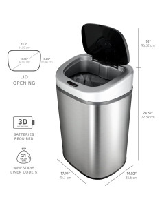 Bote de Basura Automático JIMORY 80 L Acero Inoxidable 2